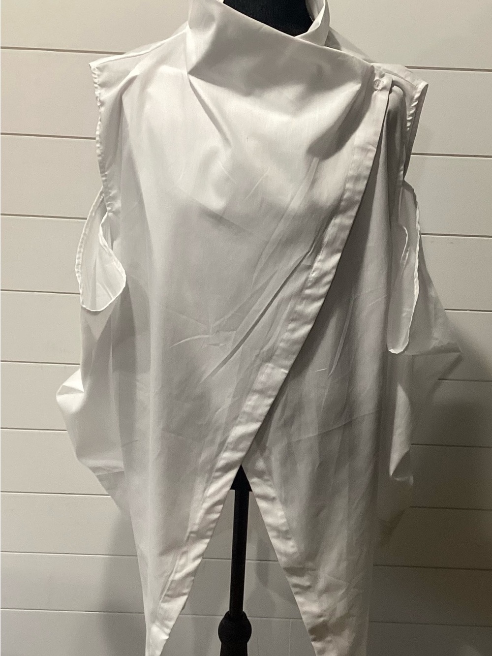 White Asymmetric Sleeveless Blouse - Minimal Chic